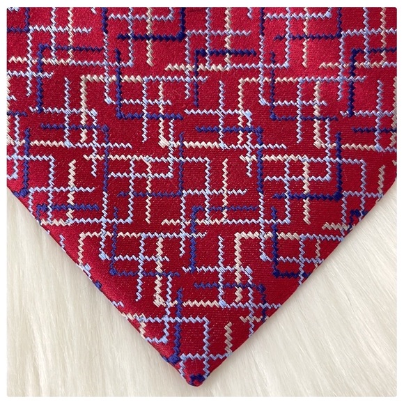💕Beautiful Red Jhane Barnes Mens Silk Tie💕 - Picture 11 of 13